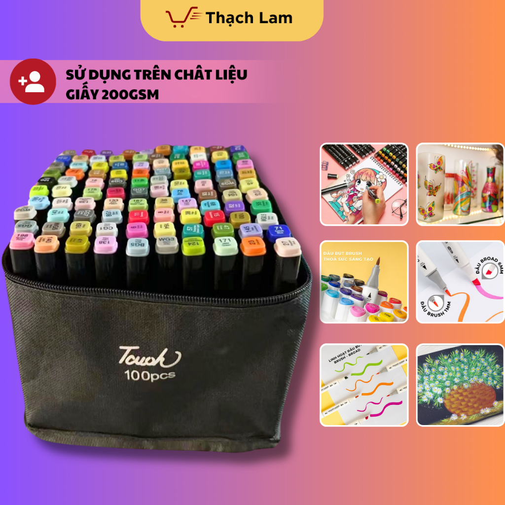 [Cào là có quà]Bút Màu Marker Touch Bộ 100 Màu Sắc Đa Dạng - Bút Màu Dạ Vẽ Tranh