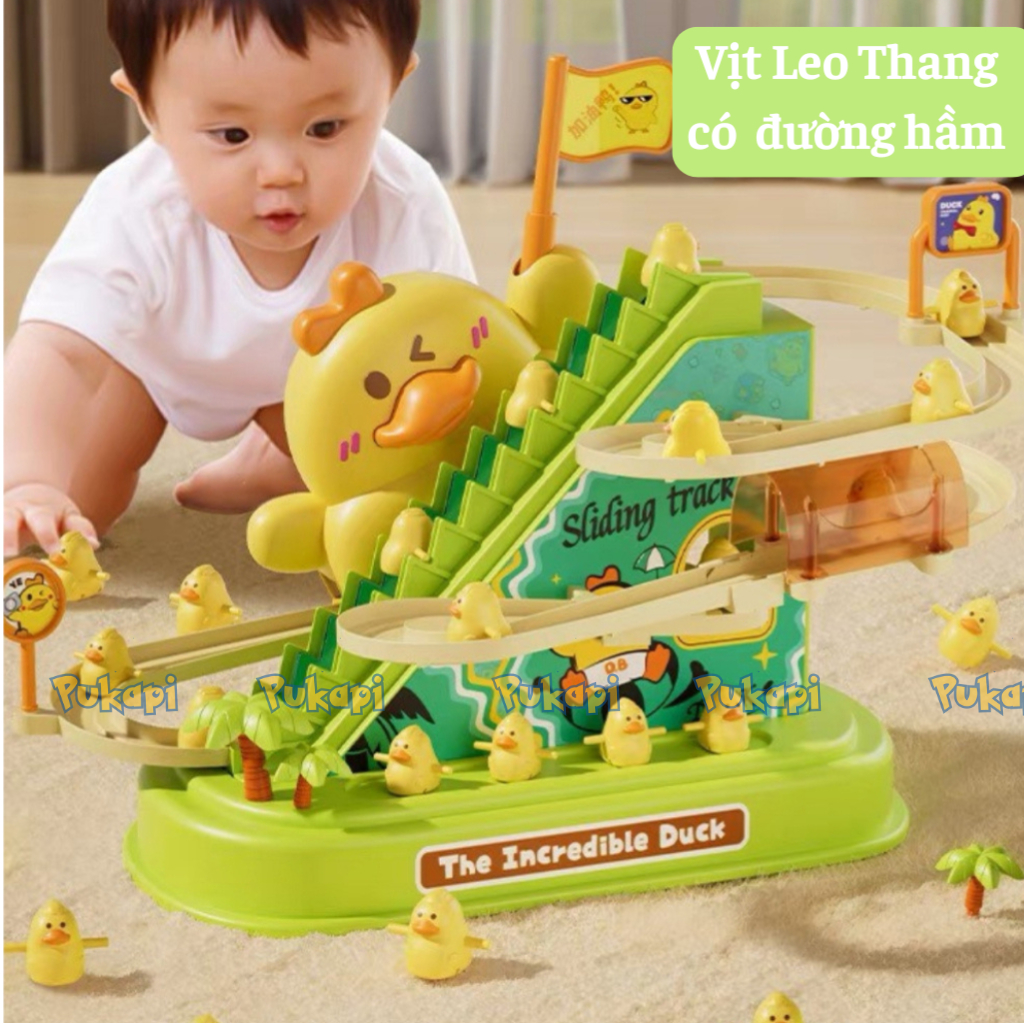 Bộ Đồ Chơi Vịt Leo Thang Có 2 Đường Hầm Vịt Leo Cầu Thang Có Đèn Nhạc Phiên Bản Nâng Cấp  - Đồ Chơi Cho Bé PUKAPI