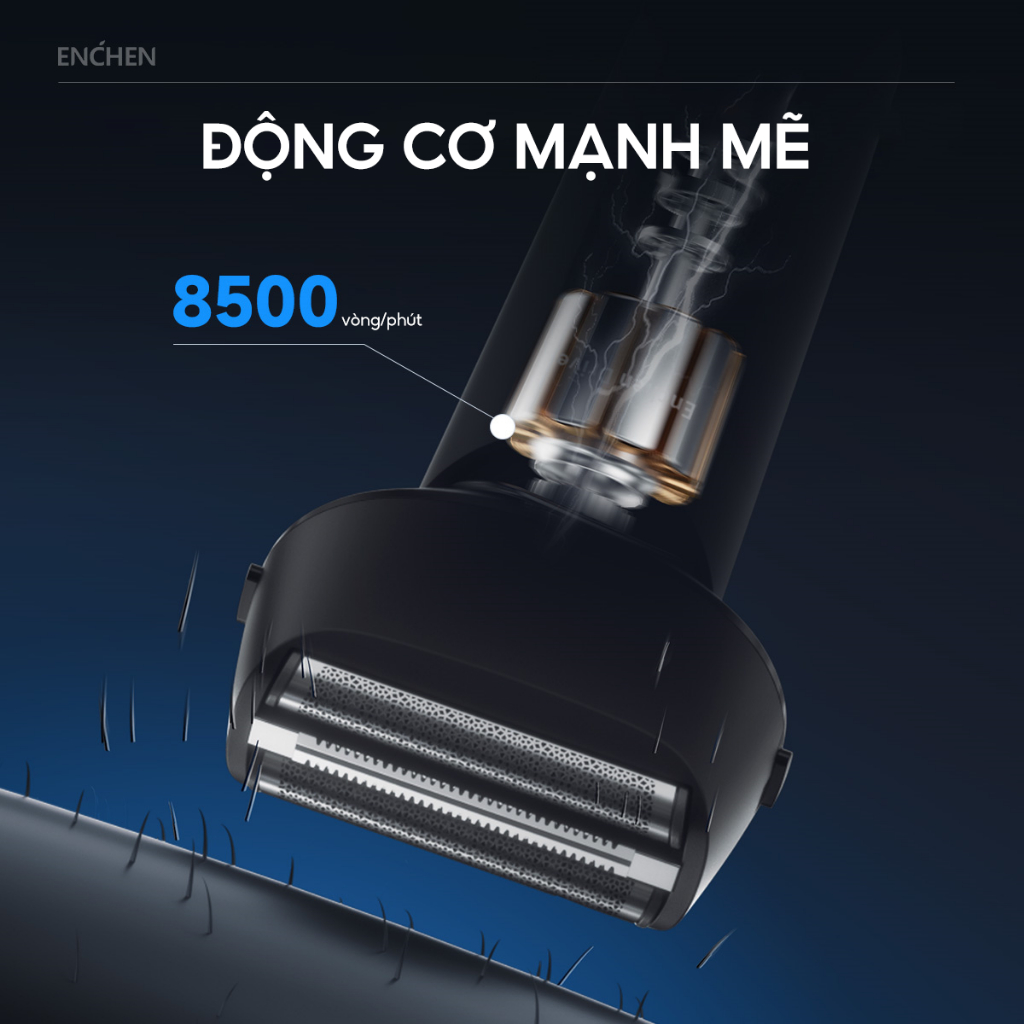 Ảnh Máy cạo râu Enchen MS001 3 lưỡi dao linh hoạt, động cơ cạo mạnh mẽ chống nước toàn thân - BH 6 tháng 4