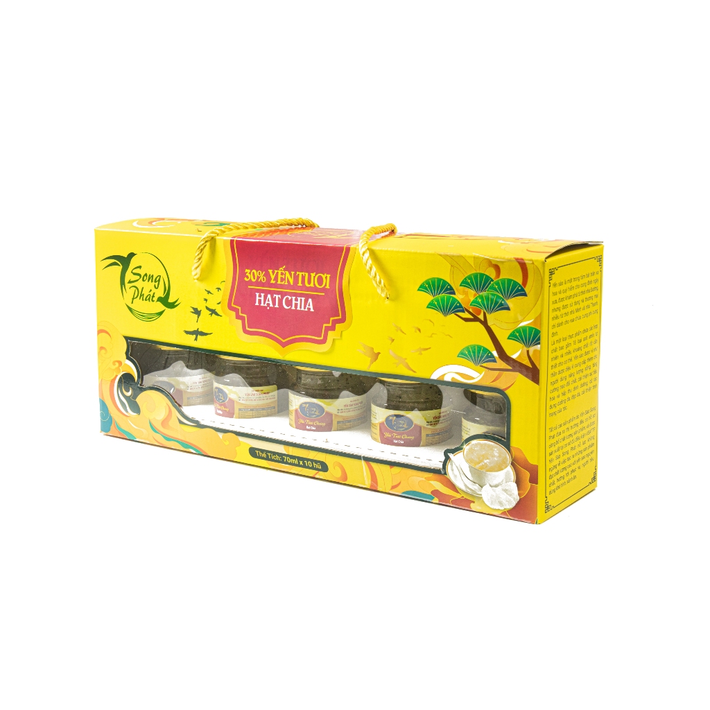 Hộp Quà 10 hũ yến chưng hạt chia Song Phát bổ sung omega 3 tiêu hóa tốt giảm nguy cơ tiểu đường và lão hóa