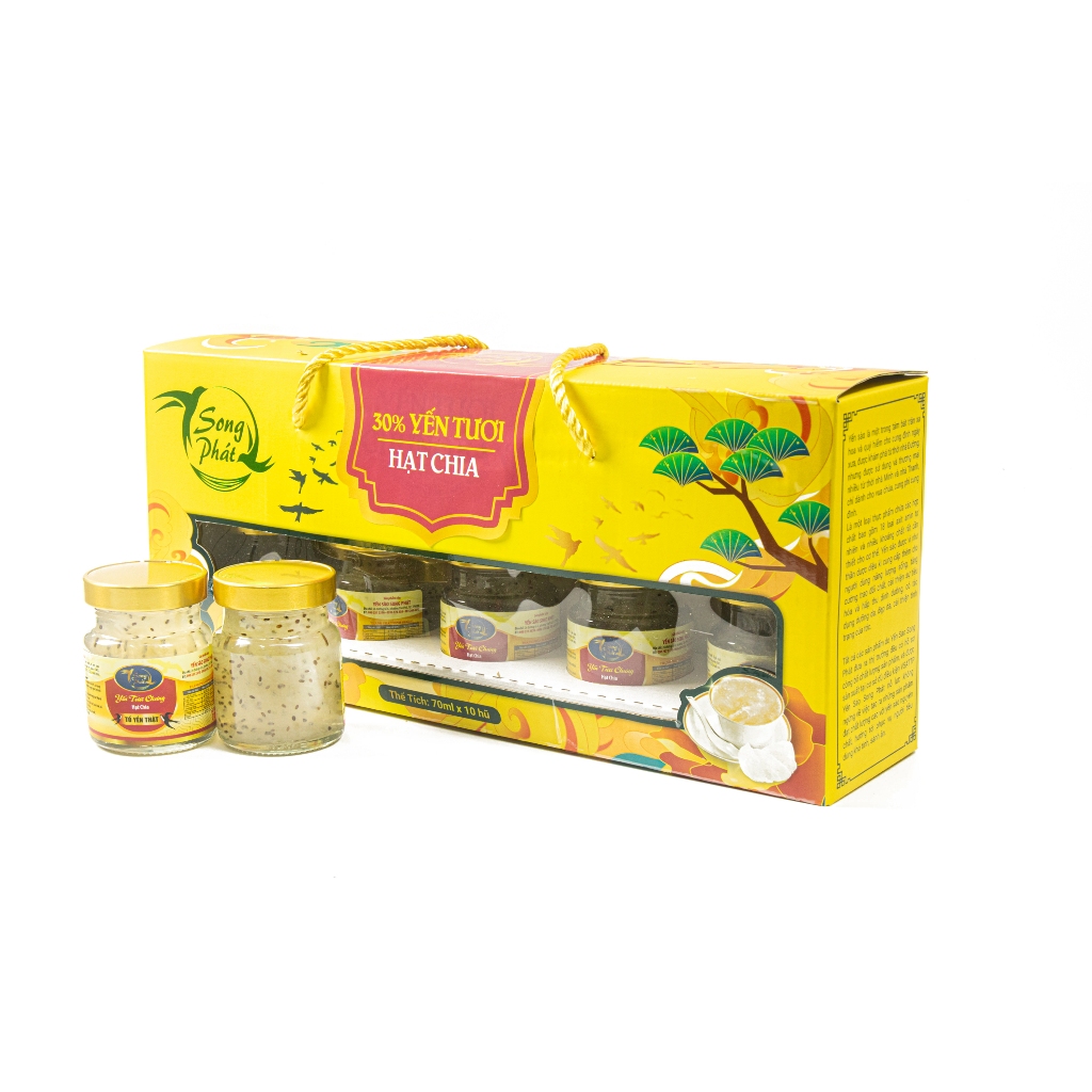 Hộp Quà 10 hũ yến chưng hạt chia Song Phát bổ sung omega 3 tiêu hóa tốt giảm nguy cơ tiểu đường và lão hóa