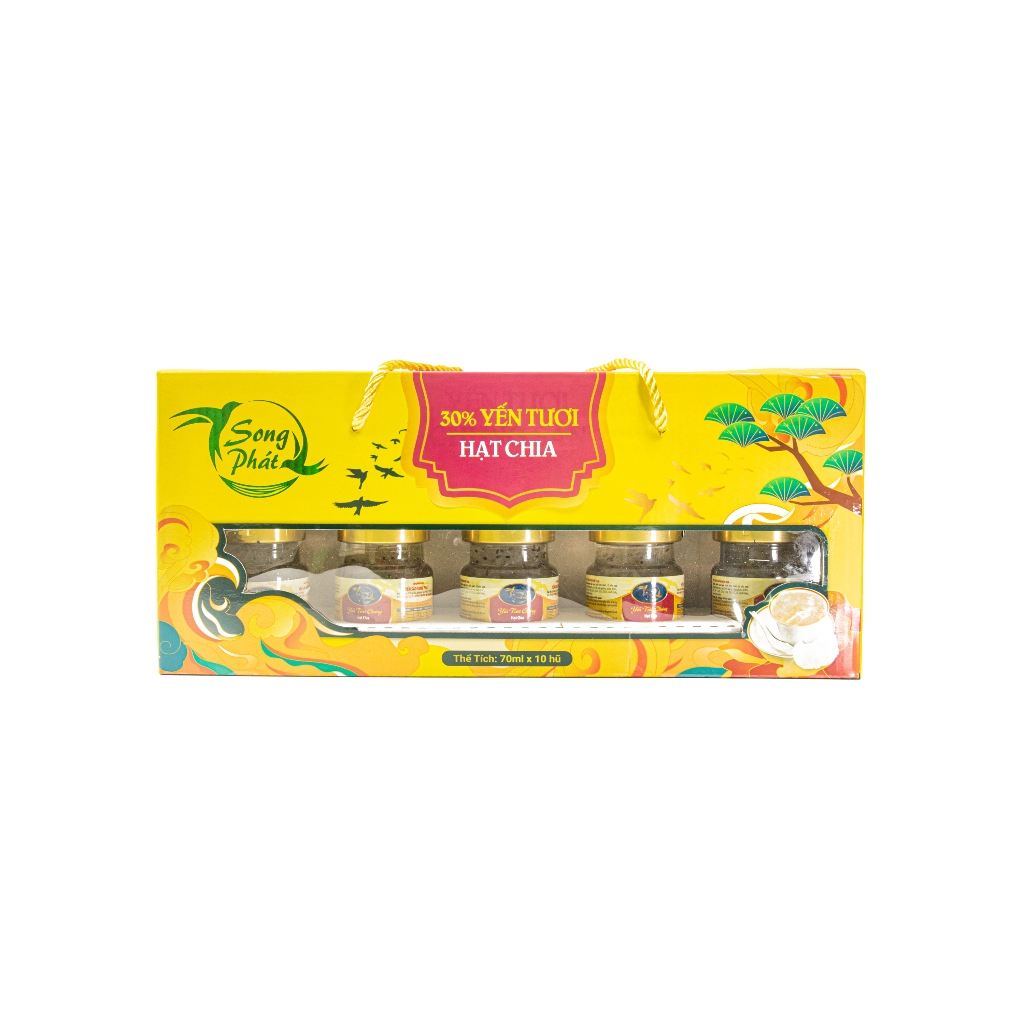 Hộp Quà 10 hũ yến chưng hạt chia Song Phát bổ sung omega 3 tiêu hóa tốt giảm nguy cơ tiểu đường và lão hóa