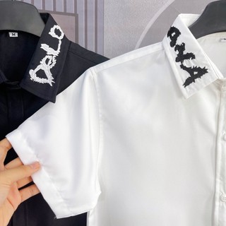 ÁO SƠ MI TAY NGẮN VẢI COTTON LỤA MÁT MẼ THOÁNG MÁT PHỐI VIỀN CỔ DỄ MẶC PHÙ HỢP THỜI TRANG