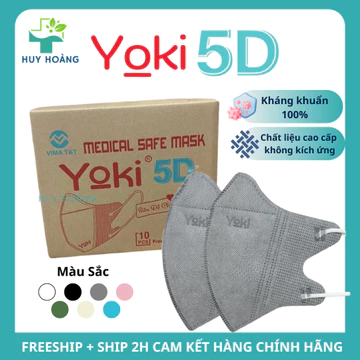 Khẩu trang 5D Mask Yoki 4 lớp thùng 500 cái kháng khuẩn siêu dày, Khẩu trang y tế chống bụi, tia UV