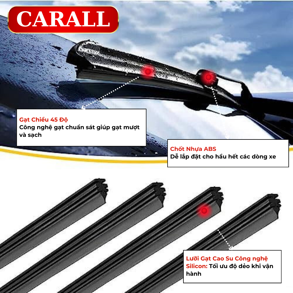 [Hàng Xịn] Gạt Mưa Ô Tô Silicon/ Gạt Mưa Ô Tô Silicon Dẻo/ Cần Gạt Mưa- CARALL Made In Japan (1 Cây)
