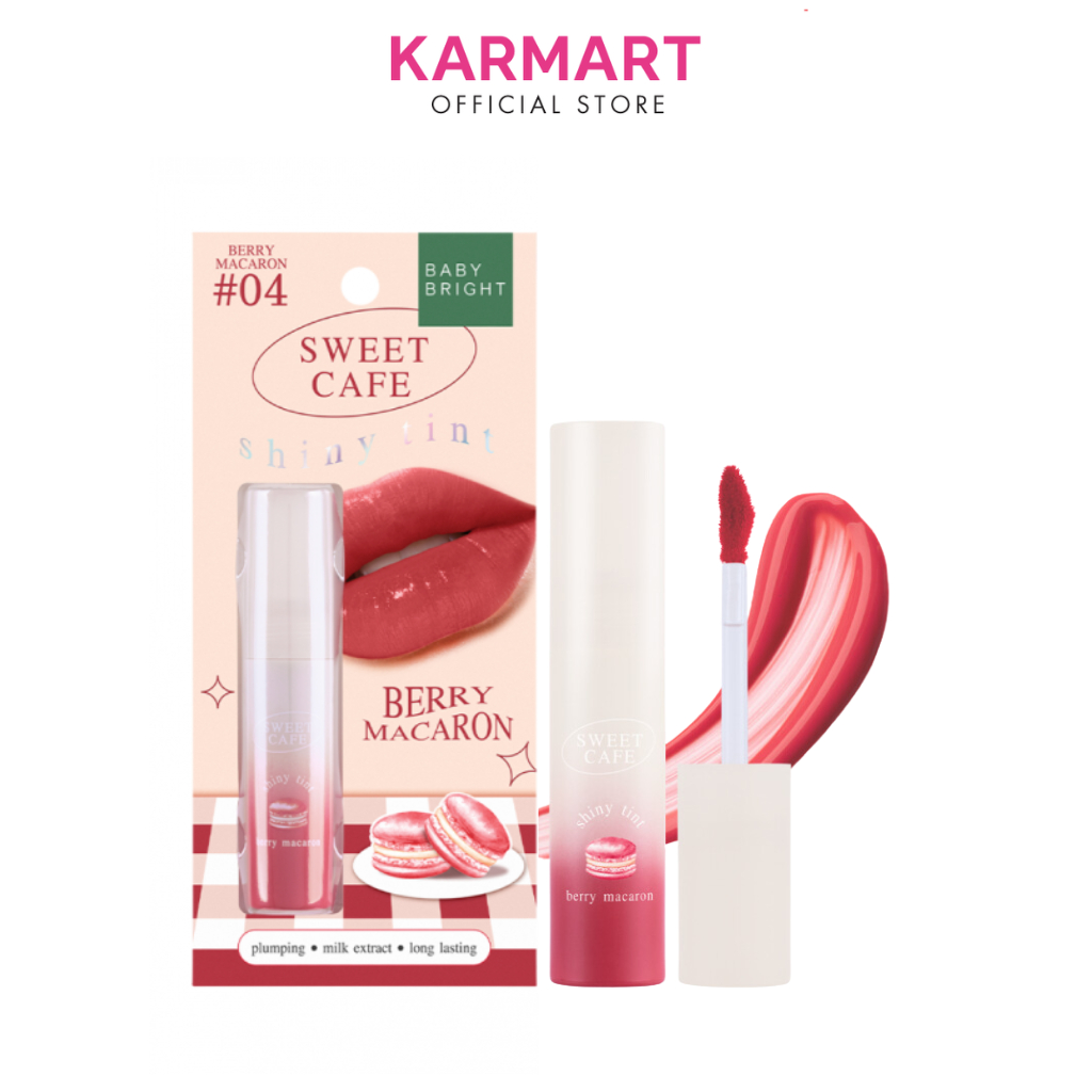 Ảnh Son Tint Bóng Baby Bright Sweet Cafe Shiny Tint #04 Berry Macaron 2.8g 2