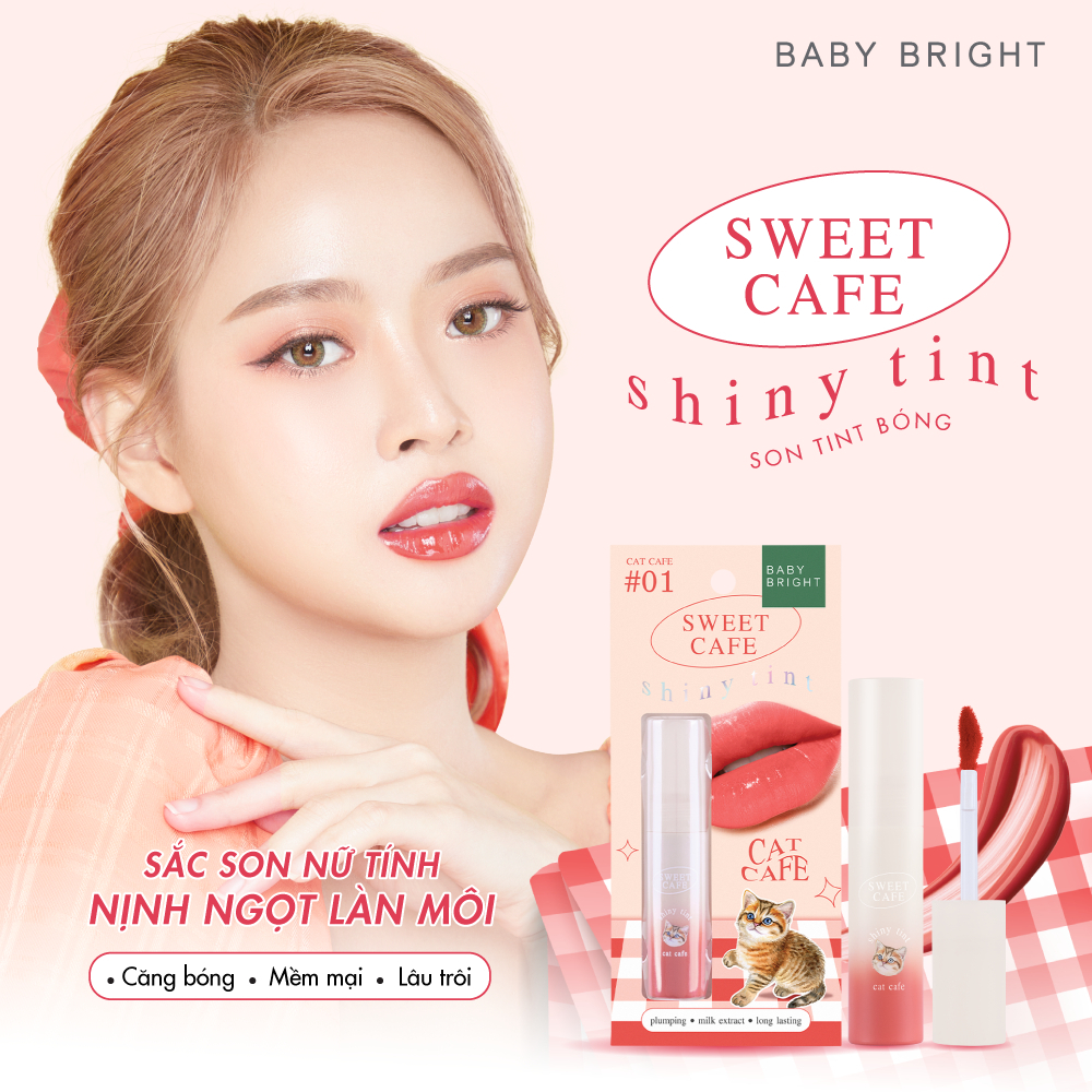 Ảnh Son Tint Bóng Baby Bright Sweet Cafe Shiny Tint #04 Berry Macaron 2.8g 4