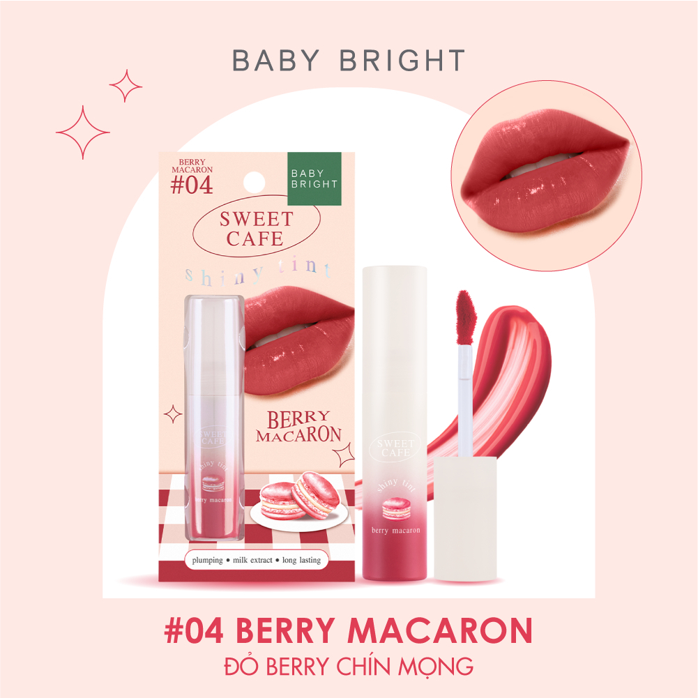 Ảnh Son Tint Bóng Baby Bright Sweet Cafe Shiny Tint #04 Berry Macaron 2.8g 1