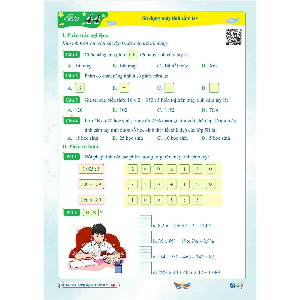 Ảnh Sách - Bài Tập Hằng Ngày Toán Lớp 5 - Tập 1 - Cánh Diều 2