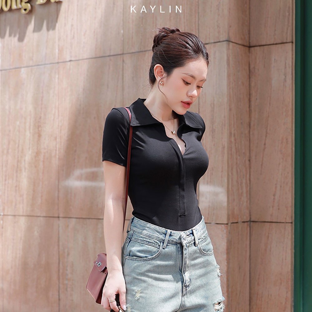 Ảnh Áo thun KAYLIN form polo phối khóa kéo chất vải thun co giản phong cách thanh lịch thời trang - N2220 1
