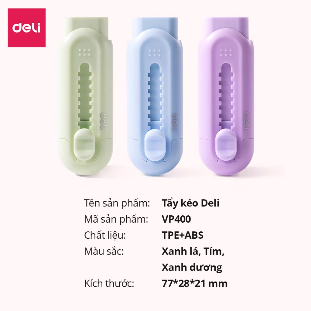 Gôm Tẩy Chì Khổng Lồ Dạng Kéo Deli - Tẩy Có Lõi Thay, Không Dính Tay, Không Bụi Bẩn Tiện Dụng Cho Học Sinh