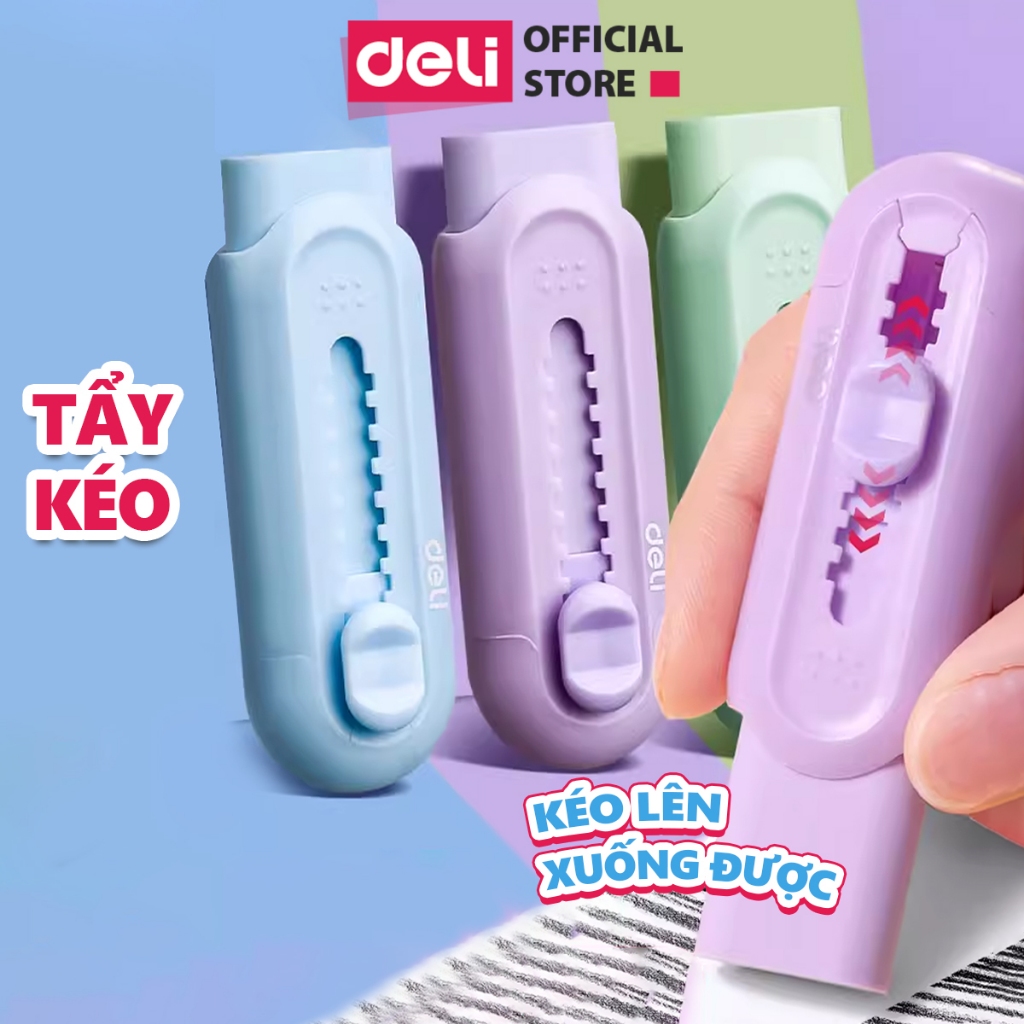 Gôm Tẩy Chì Khổng Lồ Dạng Kéo Deli - Tẩy Có Lõi Thay, Không Dính Tay, Không Bụi Bẩn Tiện Dụng Cho Học Sinh