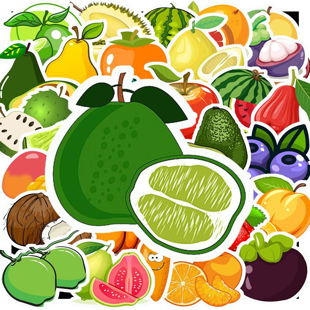 Set 50 Sticker Hình TRÁI CÂY – Decal Trang Trí Xe - Laptop - Nón Bảo ...