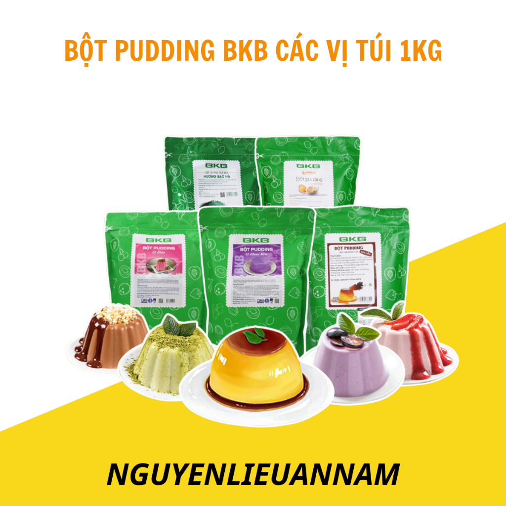 Bột Pudding BKB các vị túi 1kg nấu thạch pudding mềm mịn, thơm ngon ...