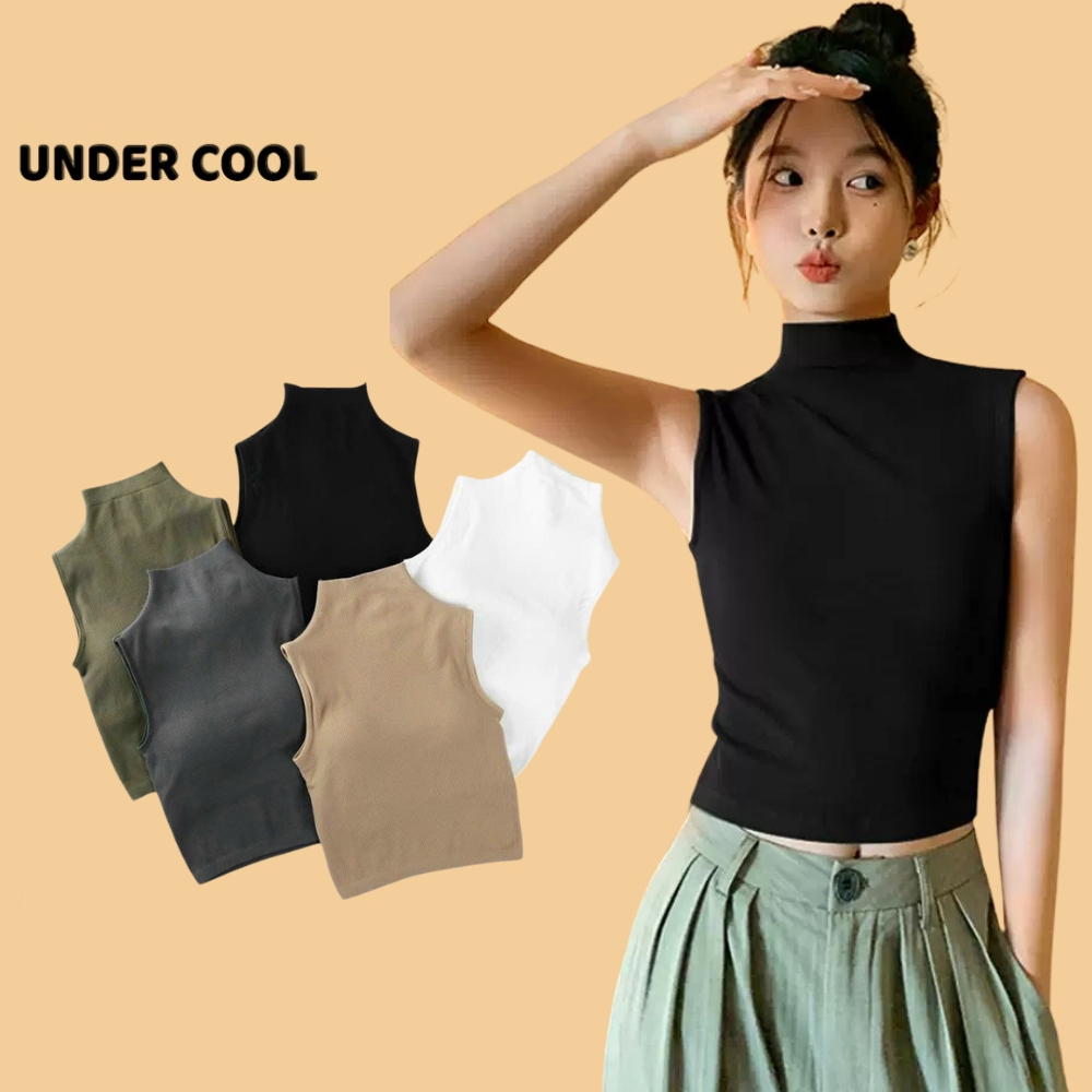 Áo ba lỗ Len Sát Nách UNDERCOOL Len Tăm Mềm Mịn dáng croptop dáng dài phom ôm cổ tròn ABL05