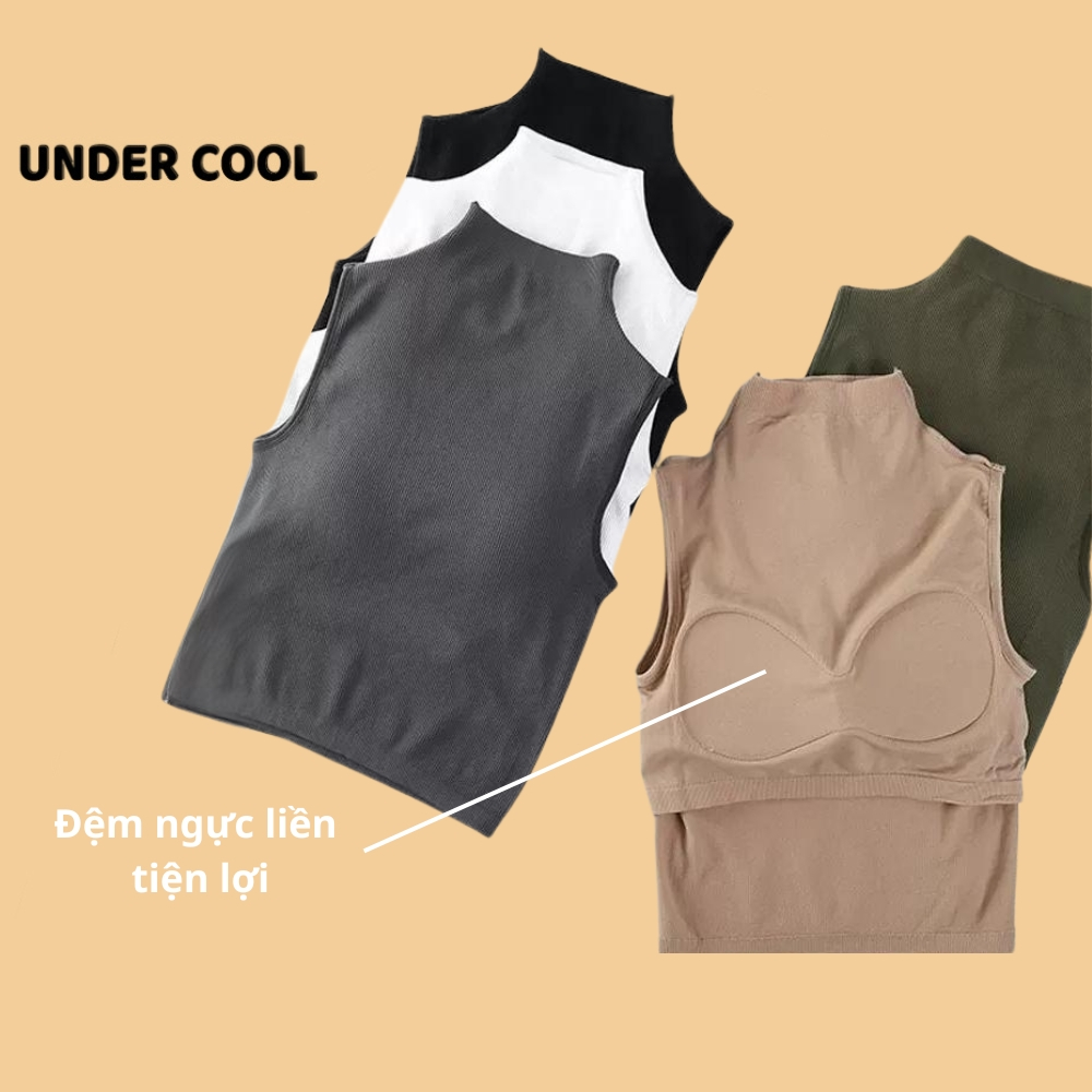 Áo ba lỗ Len Sát Nách UNDERCOOL Len Tăm Mềm Mịn dáng croptop dáng dài phom ôm cổ tròn ABL05