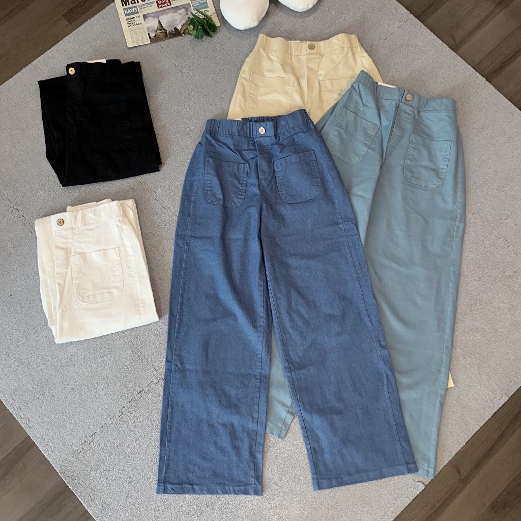 Quần Jean Ống Suông Chất Bò Mềm Form Chuẩn Lưng Cao Hack Dáng - SANA CLOSET