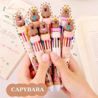 Bút 10 Màu Capybara Bi Bấm Cute Độc Lạ Đồ Dùng Học Tập Dễ Thương Timo VPB15