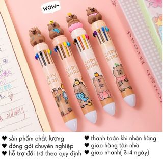 Bút 10 Màu Capybara Bi Bấm Cute Độc Lạ Đồ Dùng Học Tập Dễ Thương Timo VPB15