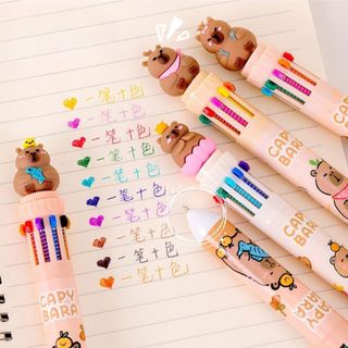 Bút 10 Màu Capybara Bi Bấm Cute Độc Lạ Đồ Dùng Học Tập Dễ Thương Timo VPB15