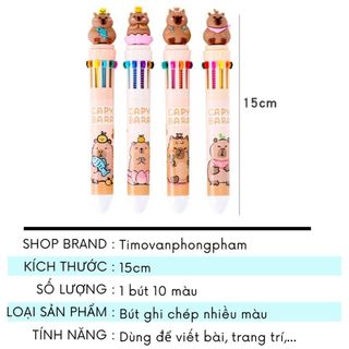 Bút 10 Màu Capybara Bi Bấm Cute Độc Lạ Đồ Dùng Học Tập Dễ Thương Timo VPB15