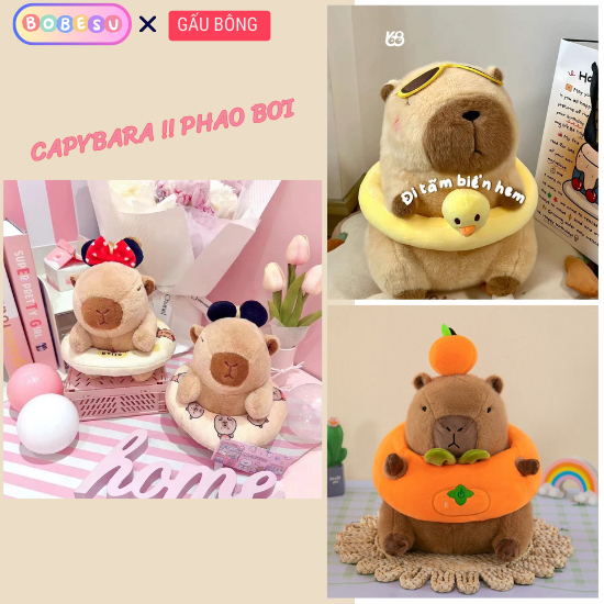 Gấu Bông Capybara đeo Phao Dễ Thương Sz 25Cm Quà Tặng Cho Bé