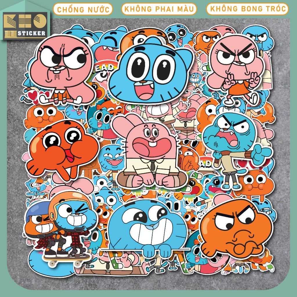50 Sticker Gumball Darwin chống nước dán mũ bảo hiểm, điện thoại ...