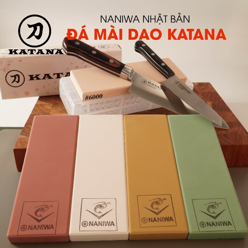 Ảnh Đá mài dao kéo Nhật bản NANIWA x KATANA đủ độ mịn mài thô, mài sắc, mài mịn (có hộp đựng kèm hướng dẫn sử dụng) - NKP 1
