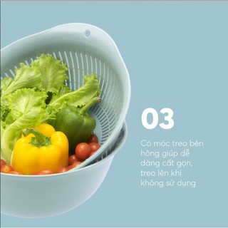 Thau rổ nhựa tròn cao cấp Yoko Inochi Nhật Bản loại lớn cao cấp chắc chắn sang trọng (Nhiều màu)