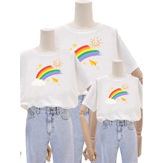 Áo gia đình du lịch đi chơi biển LoveIsland 2 3 4 người bố mẹ bé cả nhà Cầu Vồng Sunny cotton 250gsm cao cấp [A055]