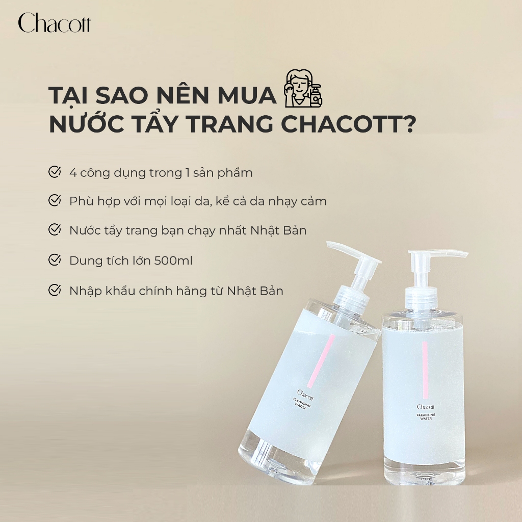 Nước Tẩy Trang Dành Cho Da Nhạy Cảm Chacott Cleansing Water 500ml