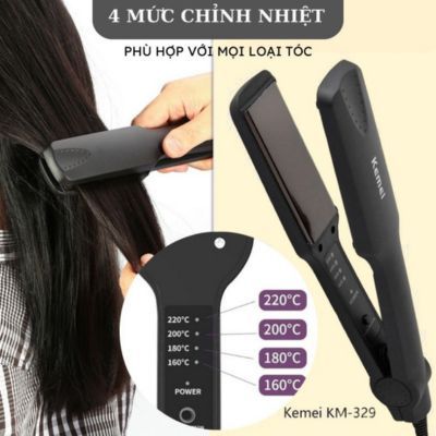 Máy duỗi tóc mini KEMEI chính hãng, máy tạo kiểu ép là thẳng tóc, máy dập xù, bấm mè, làm phồng tóc, đa năng 4 mức nhiệt