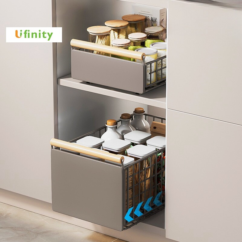 Lifinity Giỏ Đựng Đồ Đa Năng Có Ray Trượt Thiết Kế Gấp-Kệ Để Đồ Tủ Bếp Đa Năng