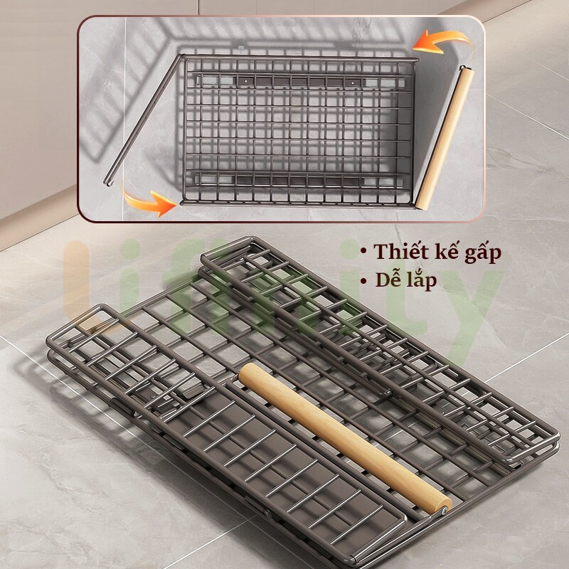 Lifinity Giỏ Đựng Đồ Đa Năng Có Ray Trượt Thiết Kế Gấp-Kệ Để Đồ Tủ Bếp Đa Năng
