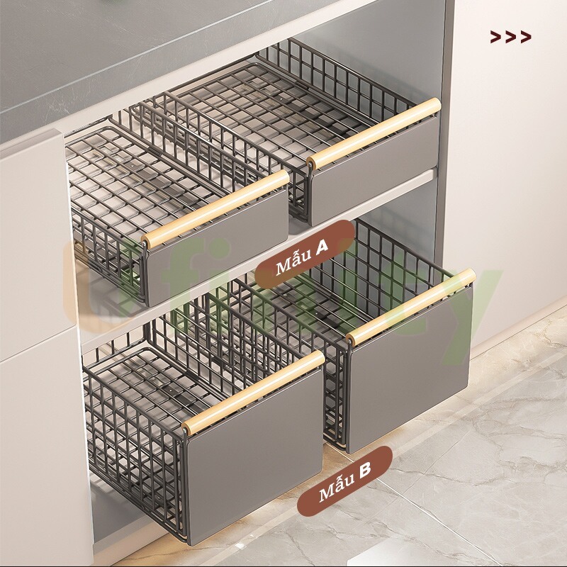 Lifinity Giỏ Đựng Đồ Đa Năng Có Ray Trượt Thiết Kế Gấp-Kệ Để Đồ Tủ Bếp Đa Năng