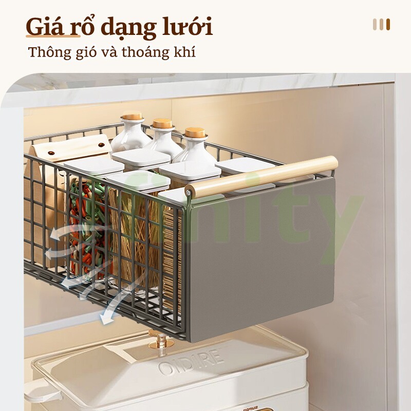 Lifinity Giỏ Đựng Đồ Đa Năng Có Ray Trượt Thiết Kế Gấp-Kệ Để Đồ Tủ Bếp Đa Năng