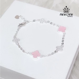 Lắc Tay Bạc Five Four Leaf Clovers Mix Đá Màu - Minh Canh Jewelry