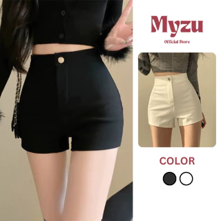 Quần Đùi Nữ Bó Sát Cạp Cao Chất Vải Umi Hàn Co Dãn 4 Chiều Quần Short Lưng Cao Gen Bụng Nâng Mông Tôn Dáng Cho Nữ MYZ11