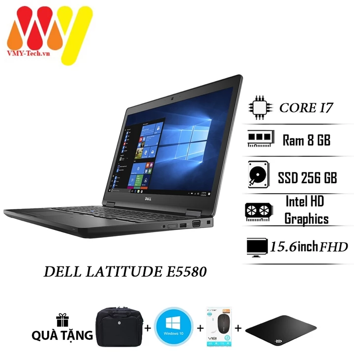 Dell Latitude 5580, Laptop Dell E5580, Core i5-7300U/8GB/SSD 256GB/15.6 inch Full HD,kèm bộ quà tặng