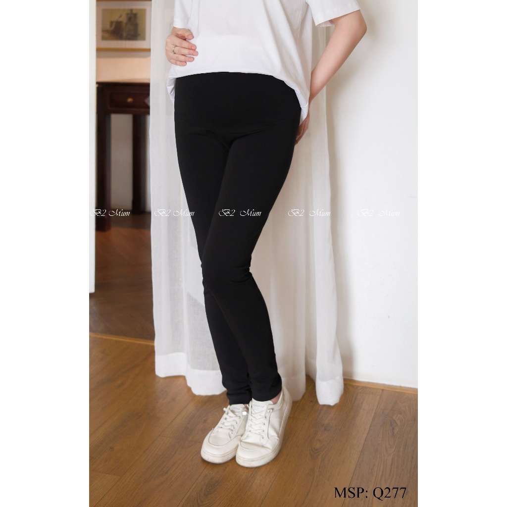 Quần bầu quần Legging đáp bụng, cạp chéo chất zip không xù, không cắn chỉ, co giãn tốt Q277 Q210 Thiết kế by B2MUM