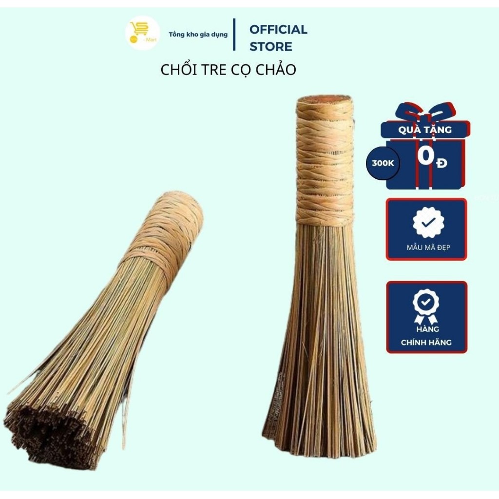 Chổi tre chà chảo-Chổi cọ nồi chảo, chất liệu bằng tre, chùi rửa xoang ...