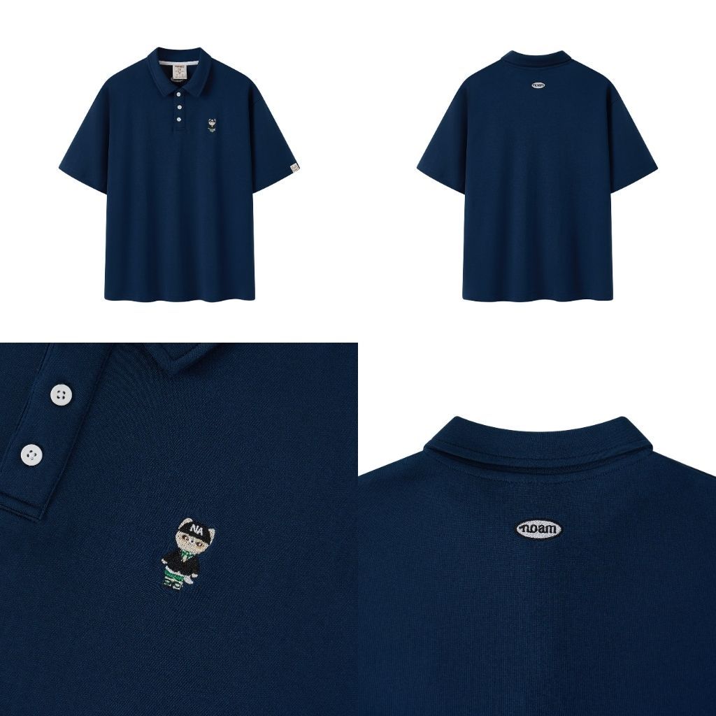 Ảnh Áo Polo Form rộng NOAM Teeny Homies Cotton 100% mềm mịn vượt trội - Màu hồng/ Navy/ Xanh pastel/ Nâu 3