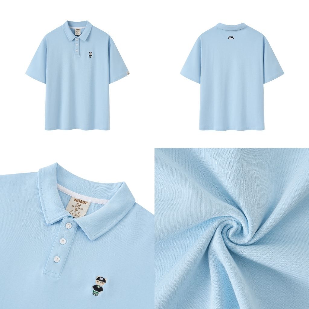 Ảnh Áo Polo Form rộng NOAM Teeny Homies Cotton 100% mềm mịn vượt trội - Màu hồng/ Navy/ Xanh pastel/ Nâu 4