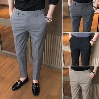 Quần âu nam công sở cao cấp Luxury dáng ôm Hàn Quốc trẻ trung Bigsize,vải chéo xịn 79 co giãn ,quần tây nam đen xuất xịn