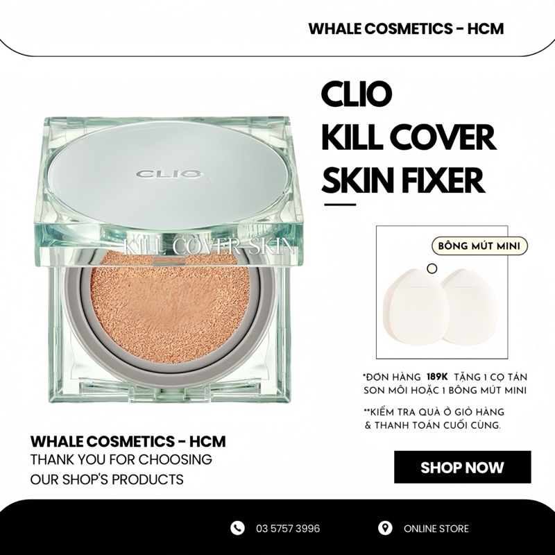 (Skin Fixer) Phấn Nước CLIO Kill Cover Skin Fixer Cushion SPF50+ PA ...