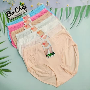 Quần Lót Nữ Cotton Loại 1 Bigsize 50-85kg CẠP CAO Trơn Mềm Mịn Co Dãn 4 Chiều Mặc Siêu êm 9066 - Bơ Chip