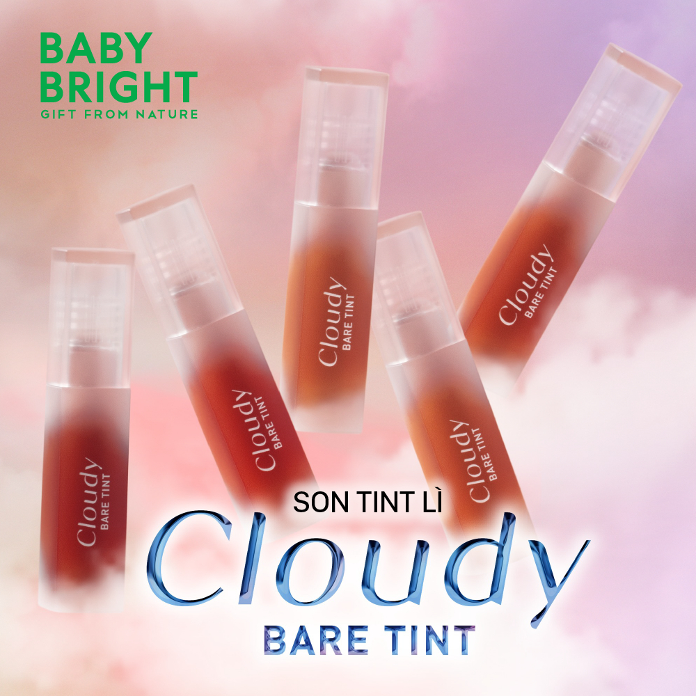 Ảnh Son Tint Lì Baby Bright Cloudy Bare Tint Siêu Nhẹ Môi, Dễ Tán Màu, Dưỡng Ẩm Môi 2.6G 2