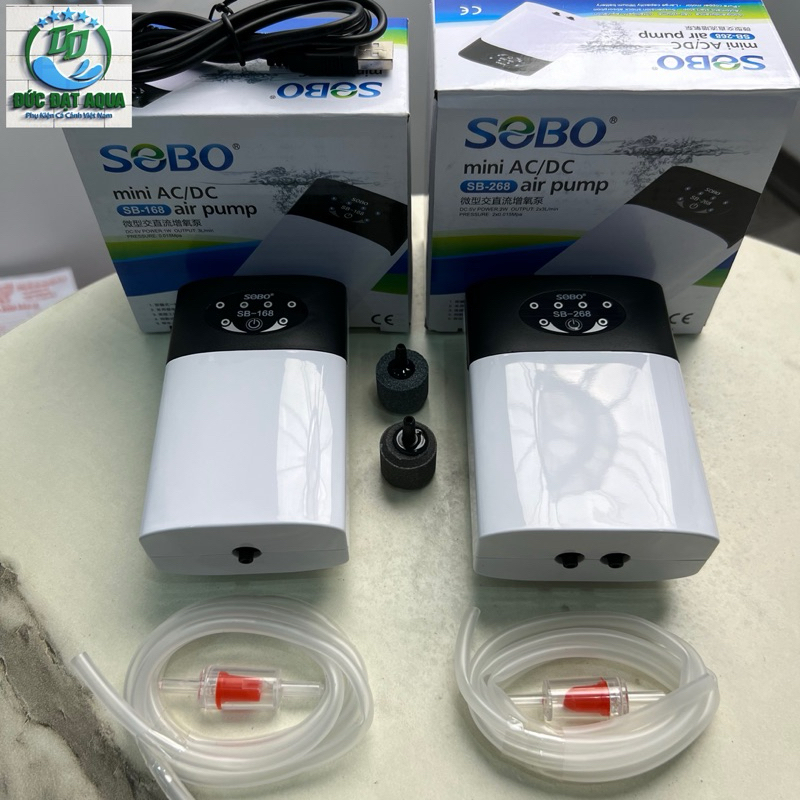 Sủi Oxy Tích Điện Siêu Êm SoBo SB168 1 Vòi Và SB268 2 Vòi, tặng kèm dây quả sủi, Cho Bể Cá Cảnh 4