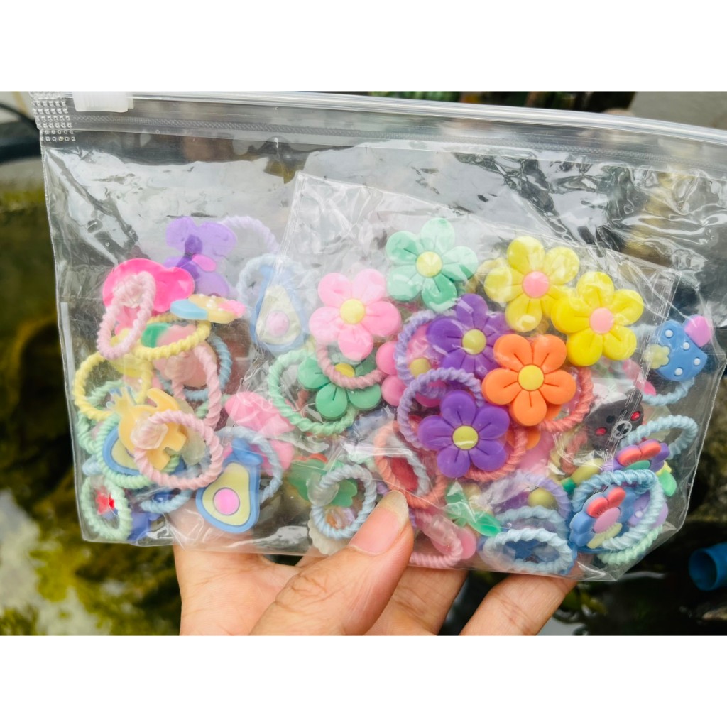 Set 50 chun tóc túi zip hình ngộ nghĩnh cho bé yêu,đồ buộc tóc mini cỡ nhỏ cho bé