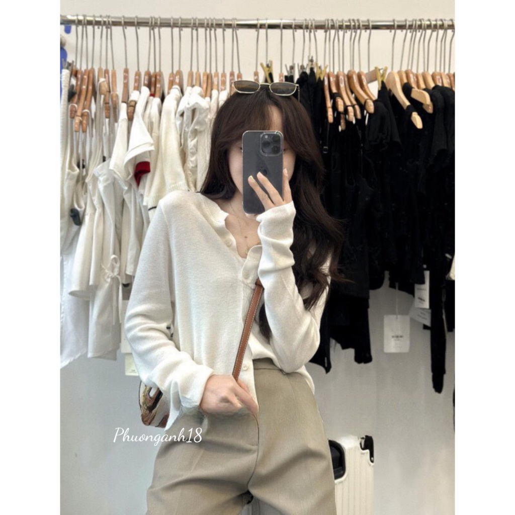 Áo khoác cardigan trơn mịn áo len dệt kim tay dài cổ chữ V thời trang thu đông, phong cách hàn quốc 3803